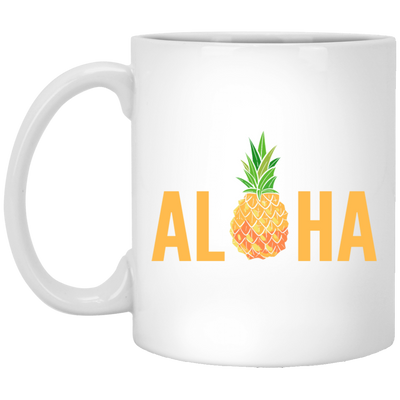 Aloha Pineapple Tropical Fruit Summer Vacation Hawaii Pineapple Lover White Mug