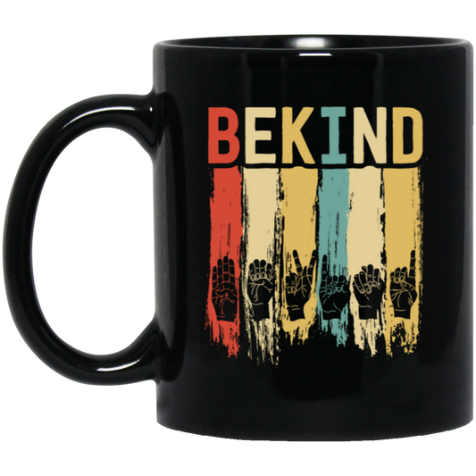 Be Kind Love Gift, Sign Language Gift, Gift For Deaf, Love Sign Language Black Mug