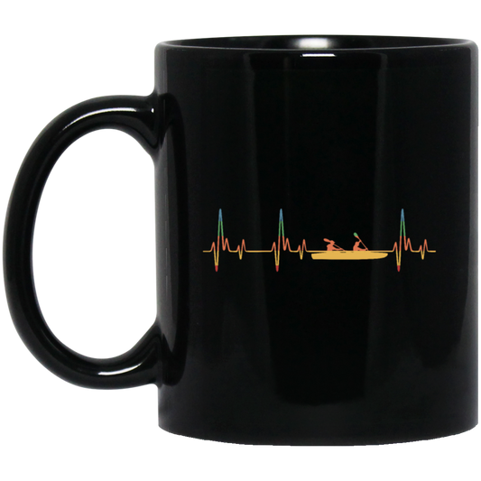 Retro Faltboot Heartbeat Boat Heartbeat Gift Black Mug