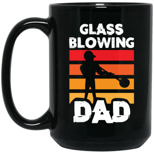 Love Dad Gift, Glass Blowing Dad, Blowing Job Gift, Daddy Gift, Retro Blowing Job Black Mug