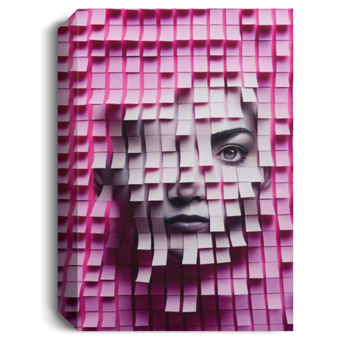 Portrait Of A Girl With Hundreds Of Post - Contemporary Art Canvas