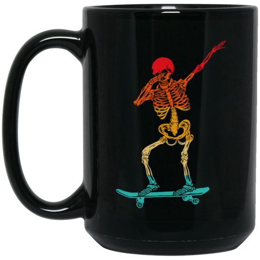 Cool Dabbing Skater Design For Men And Boys Skeleton Vintage Black Mug