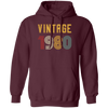 Vintage 1980 Birthday, Retro 1980 Birthday Gift, Born In 1980 Pullover Hoodie