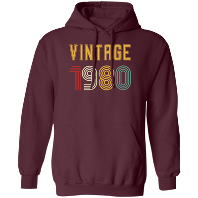 Vintage 1980 Birthday, Retro 1980 Birthday Gift, Born In 1980 Pullover Hoodie