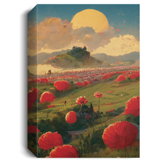 Sunset Hills With A Field Of Poppy, Big Poppies Farm, Meadow Under The Sunset, Poppy Meadow