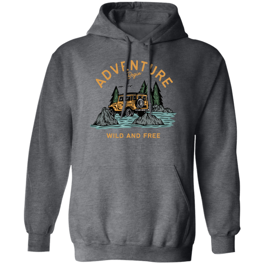 Love To Adventure, Begin To Adventure, Wild And Free, Mountain And Sea Pullover Hoodie