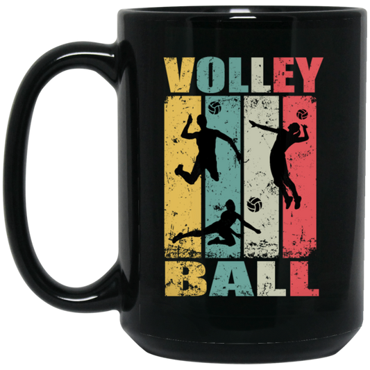 Volleyball Vintage Style, Beach Sport Gift, Best Sport For Besch Party Black Mug