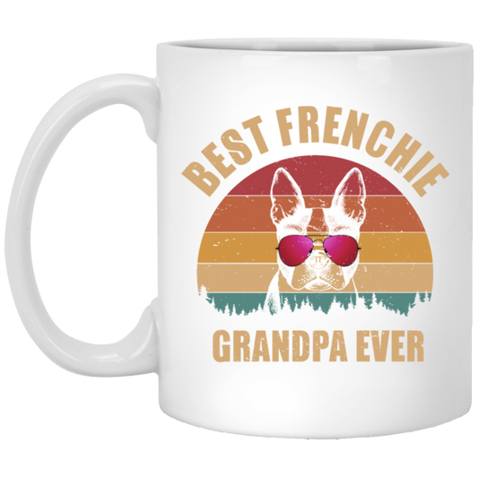 Retro Best Frenchie Grandpa Ever, Bulldog Lover White Mug