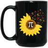 Sunflower Pi, Pi Number, 100 Days Of School Math, Love Mathemetic Gift Idea Black Mug