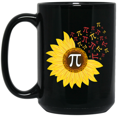 Sunflower Pi, Pi Number, 100 Days Of School Math, Love Mathemetic Gift Idea Black Mug