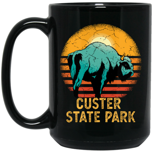 Custer Park Lover, State Park Gift, Retro Park Gift, Cow Lover Gift, Custer Gift Love Black Mug