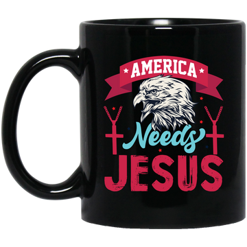 Eagle Icon, American Needs Jesus, American Eagle, Jesus Love Gift Black Mug