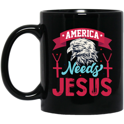 Eagle Icon, American Needs Jesus, American Eagle, Jesus Love Gift Black Mug