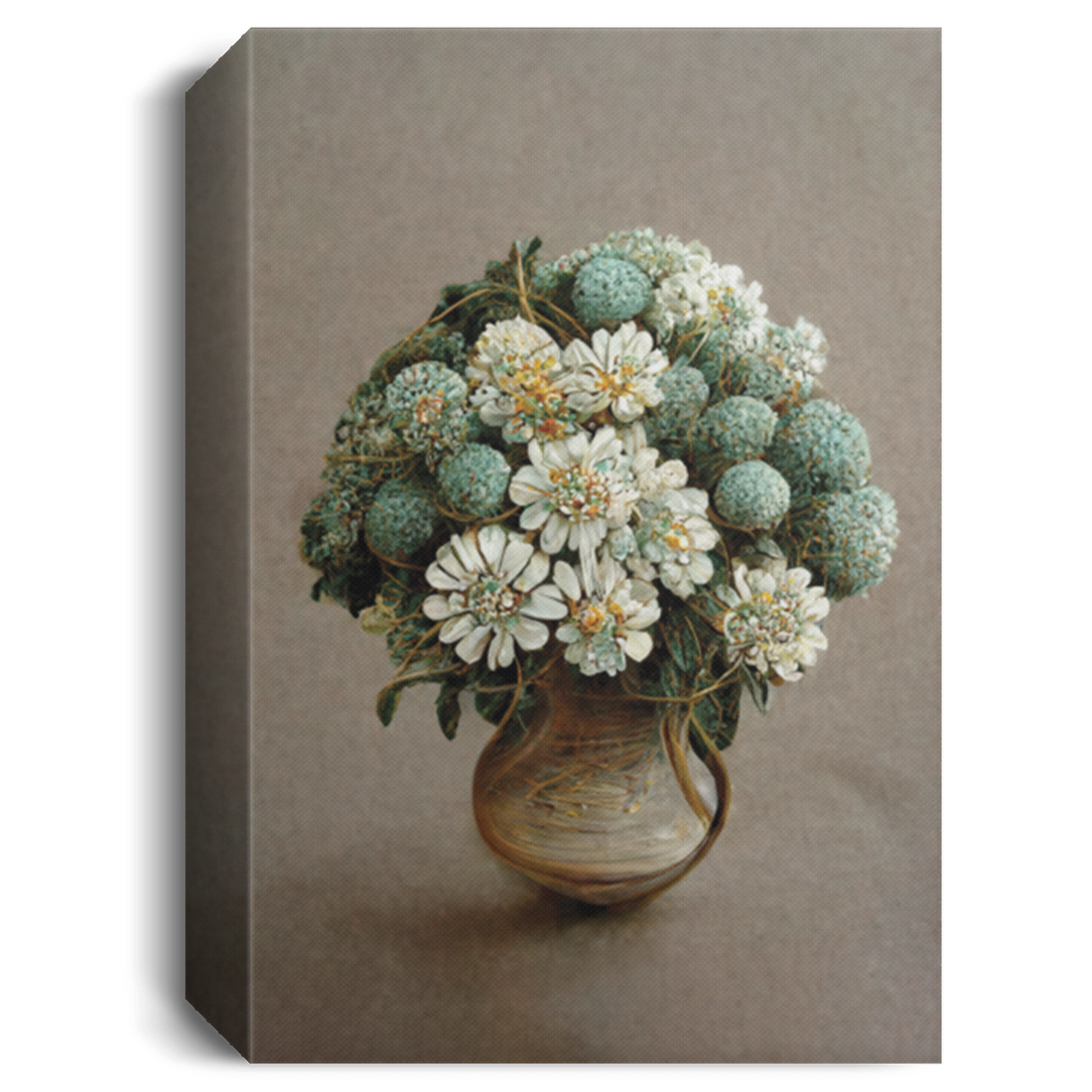 Bouquet Of Chrysanthemum And Gypsophila In Vintage
