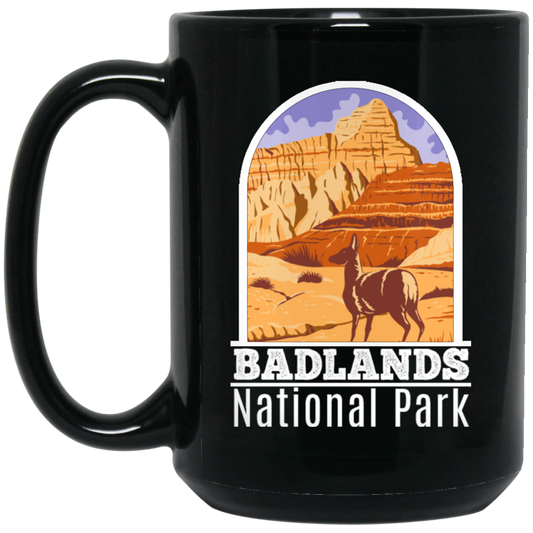 National Park Gift, Badlands Park Gift, Retro Badlands, Love National Parks Black Mug