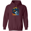 Camping In A Forest, Camping On Lake With Mountain, Retro Style Pullover Hoodie