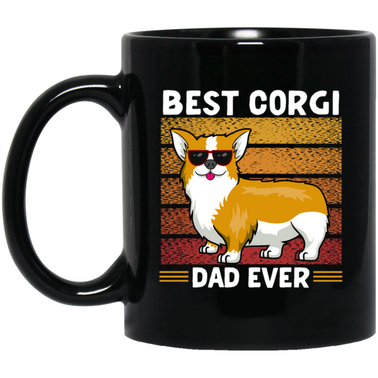 Retro Corgi, Best Corgi Dad Ever, Love Corgi Dog, Best Dog, Dog Dad Gift Black Mug