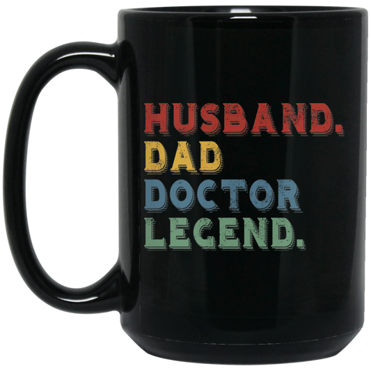 Retro Husband Dad Doctor Legend Black Mug