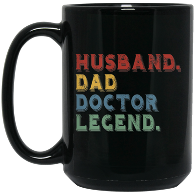 Retro Husband Dad Doctor Legend Black Mug