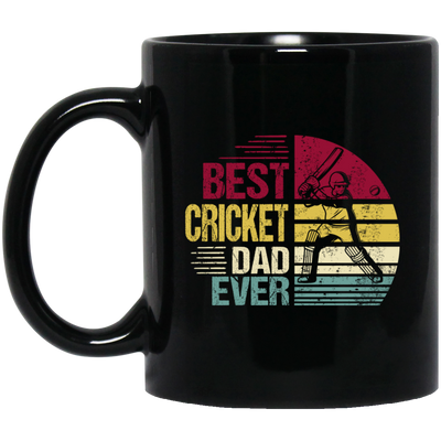 Retro Cricket Love Gift, Best Cricket Dad Ever, Daddy Gift, Best Cricket Black Mug