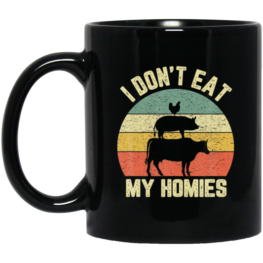 Retro Funny Vegan I Dont Eat My Homies Vegetarian