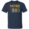 Vintage 1980 Birthday, Retro 1980 Birthday Gift, Born In 1980 Unisex T-Shirt