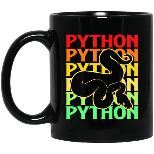 Boa Constrictor, Venom Ball, Python Snake, Reptile Colorful Snake Black Mug