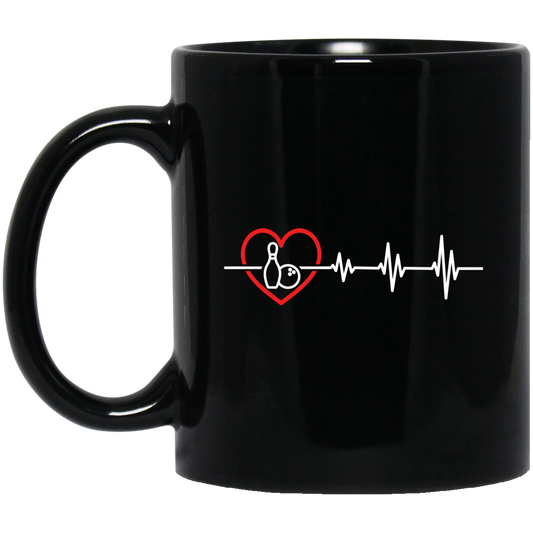 Bowling Lover, Best Bowling, Bowling Heartbeat, Love Play Bowling Together Black Mug