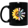 Sunflower Lover, Pretty Sunflower Crocheting Knitting For Women, Love Knitter Black Mug