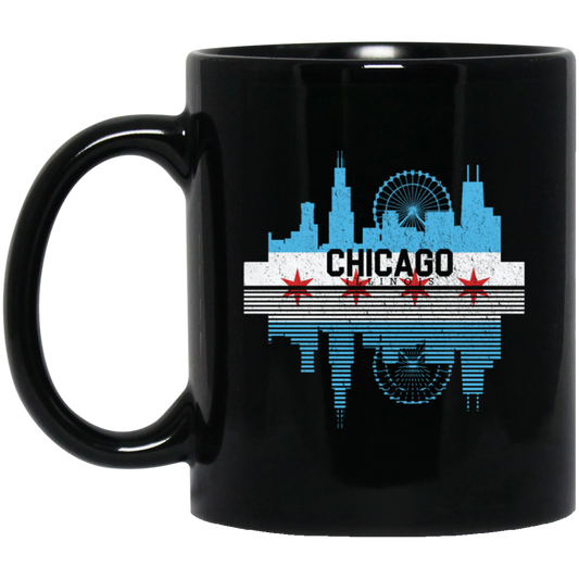 Chicago Skyline Shirt Silhouette IL City Flag Gift