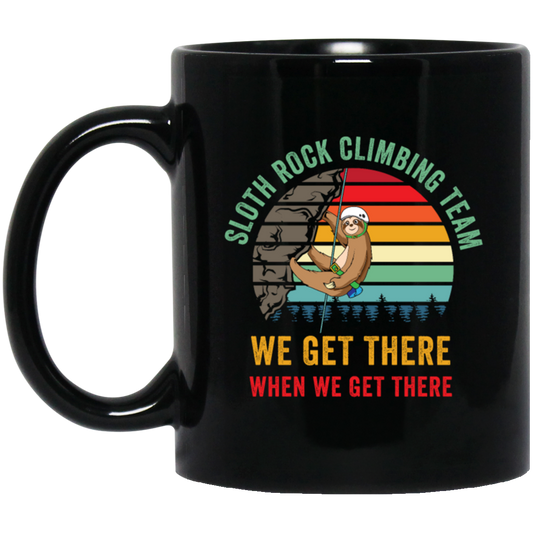 Funny Rock Climbing, Retro Rock Climber Gift Black Mug