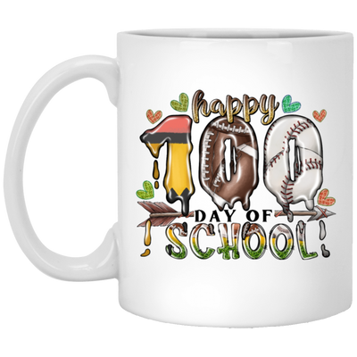 Happy Because Of My School, Love To Study, Happy 100 Days Of School White Mug
