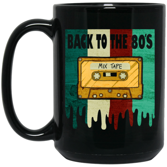 Retro Cassette, Cassette Lover Gift, Back To The 80s, Best 80s Gift, 80s Vintage Gift Black Mug