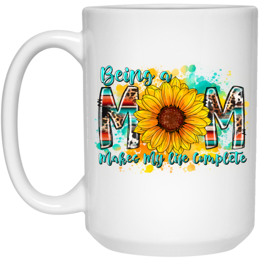 Mother's Gift, Being A Mom Makes My Life Complete, Best Mother In My Life, Colorful Mom Gift White Mug