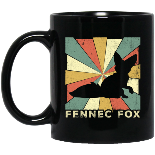 Retro Fennec Fox Lover Vintage Black Mug