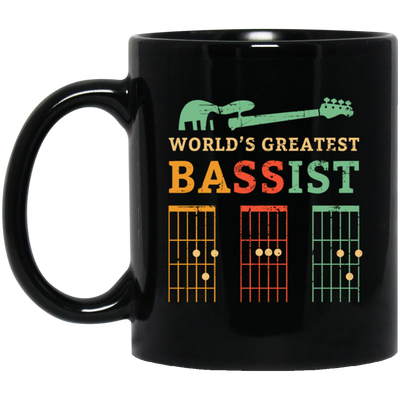 Retro Bassist Dad, Guitar Dad Gift, Love Music, Best Of Music Black Mug