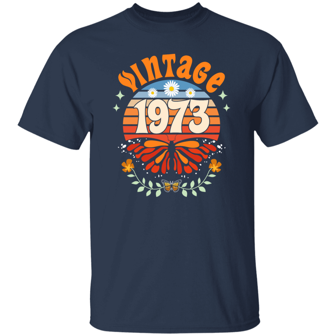 This vintage and classic 1973 Birthday Gift Retro Butterfly 1973 t-shirt is sure to be a hit. Showcase your retro style with the classic design, which features a butterfly motif from 1973. Perfect for any vintage lover, it's a great birthday gift.
