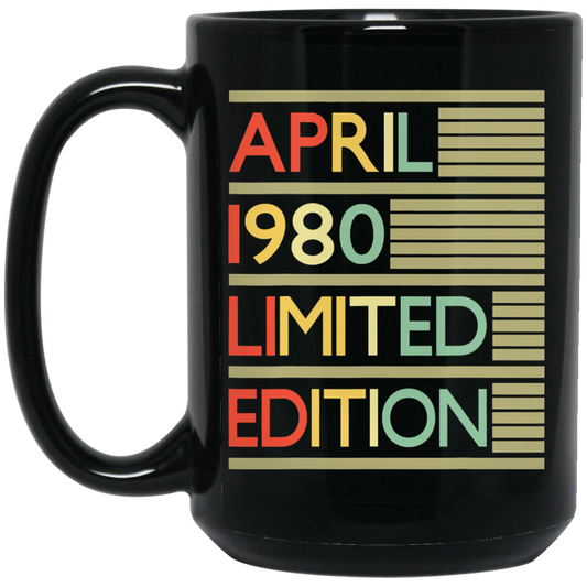 Birthday Gifts Women Men April 1980 Black Mug