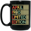 Birthday Gifts Women Men April 1980 Black Mug