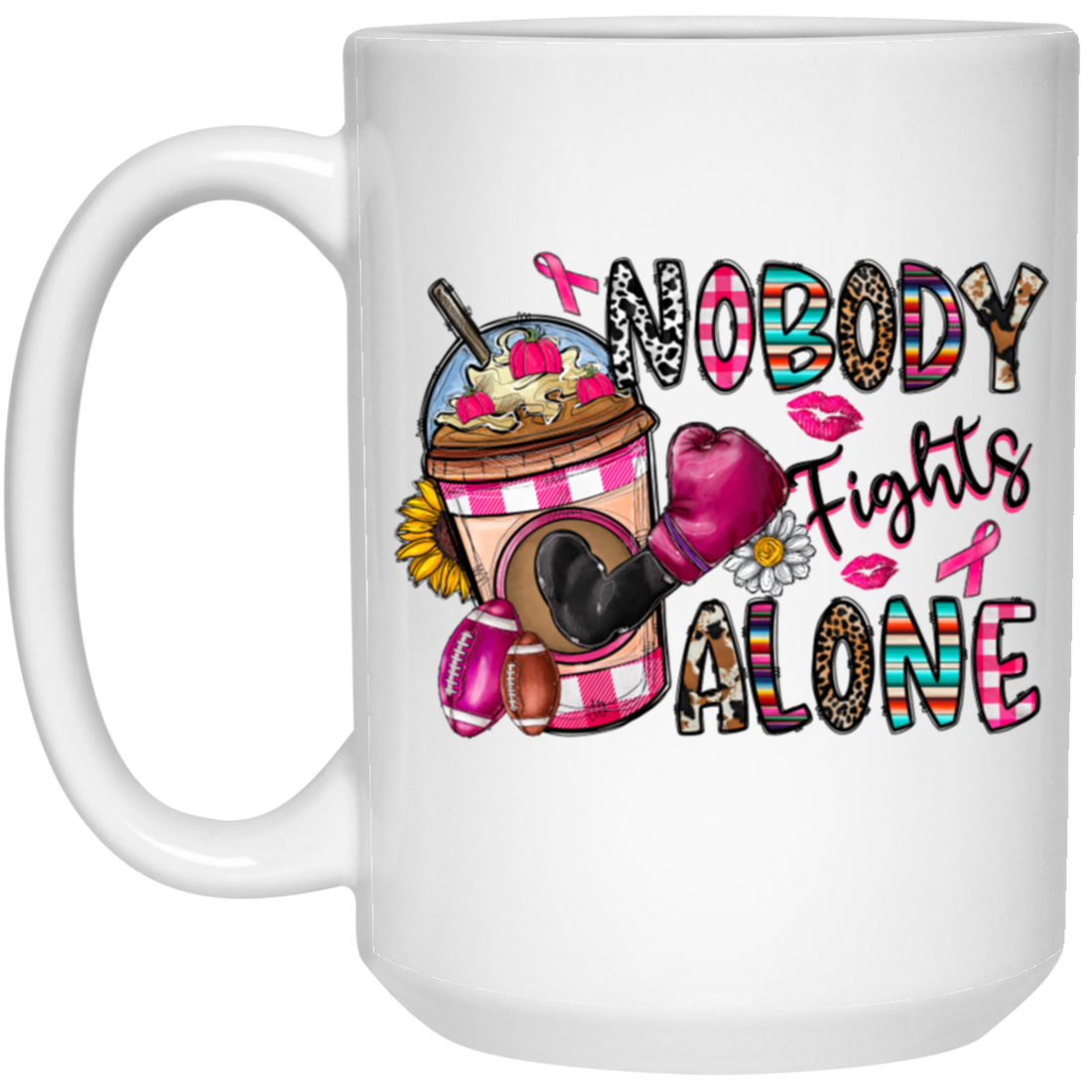 Cancer Ribbon Nobody Fight Alone Please Together