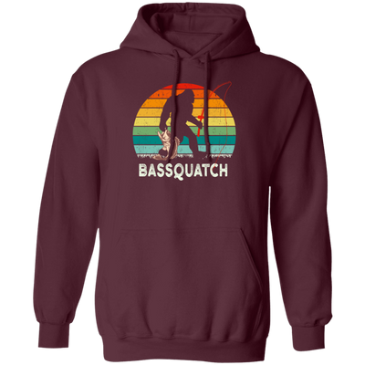 Retro Bass Quatch Angler Fish Vintage Gift For Friend Pullover Hoodie