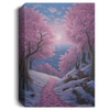 Cherry Blossoms In The Snow, Sakura Street, Pink Flower In Snow Season Canvas