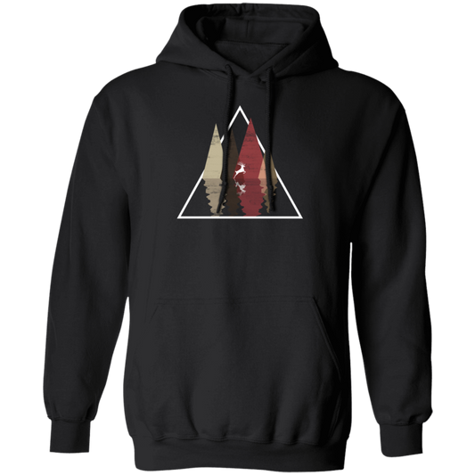 Forest Trees Triangle Deer In The Forest Stag Pullover Hoodie