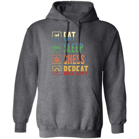 Retro Eat Sleep Chess Repeat Gift Pullover Hoodie