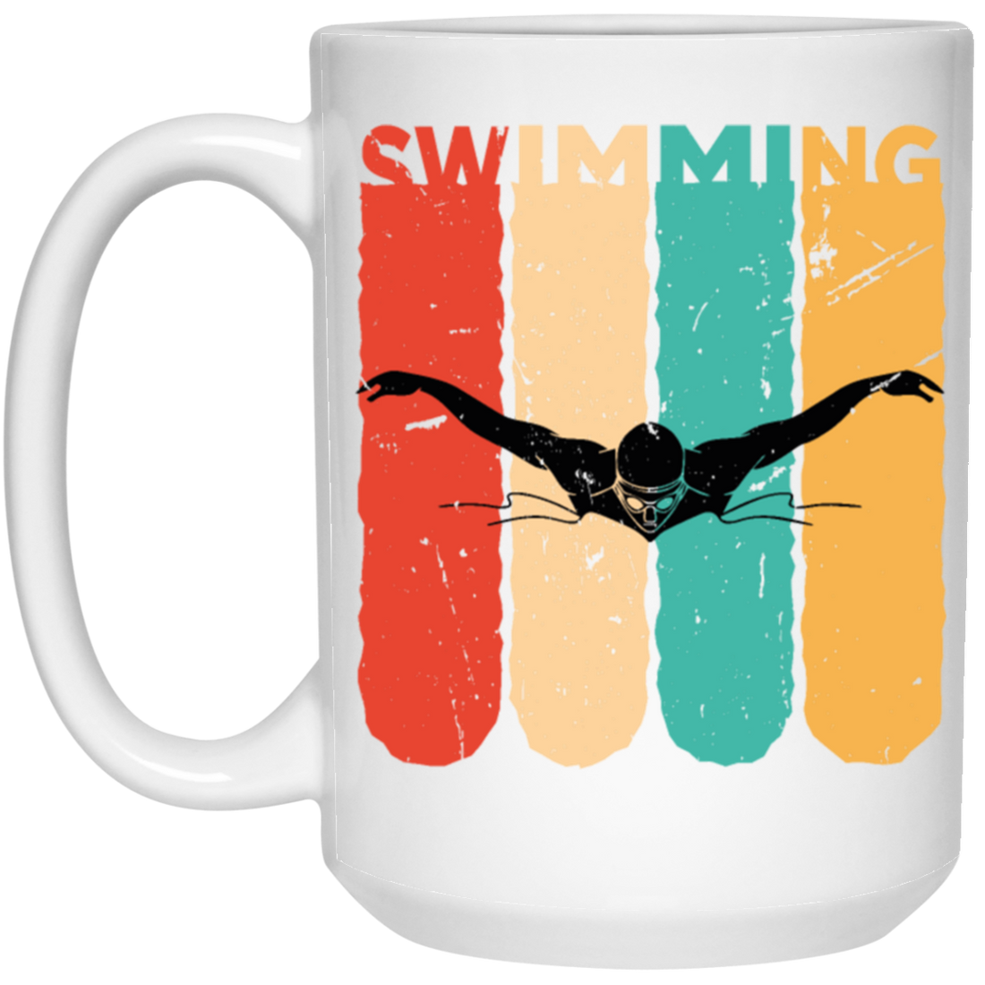 Awesome Retro Style For Swimmer Four Color Vintage Swim The Best Sport White Mug