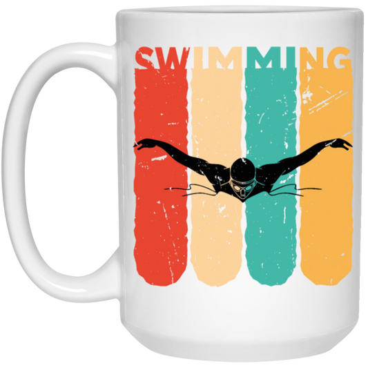 Awesome Retro Style For Swimmer Four Color Vintage Swim The Best Sport White Mug