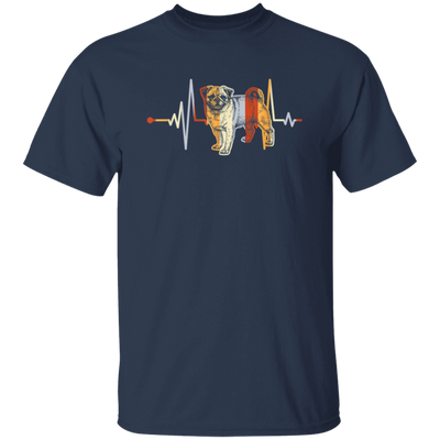 Retro Distressed Heartbeat Pug, Vintage Pug Dog Animal