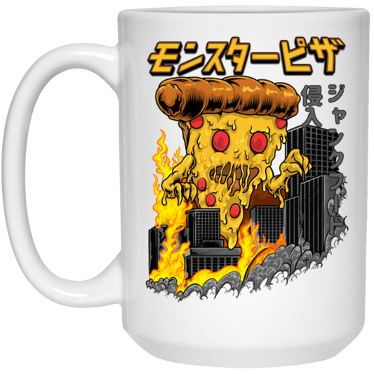 Love Pizza, Monster Pizza, Monster In City, Pizza Destroy City, Japanese Style White Mug