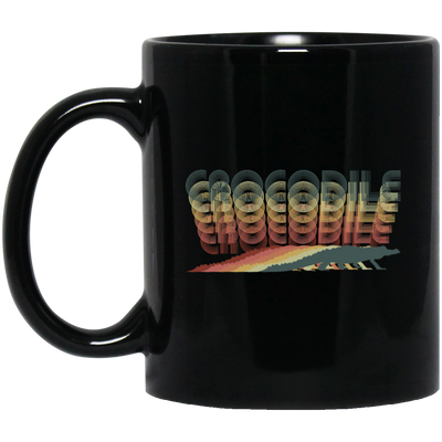 Colorful Crocodile, Repitles Lover Birthday Gift, Retro Crocodile Black Mug