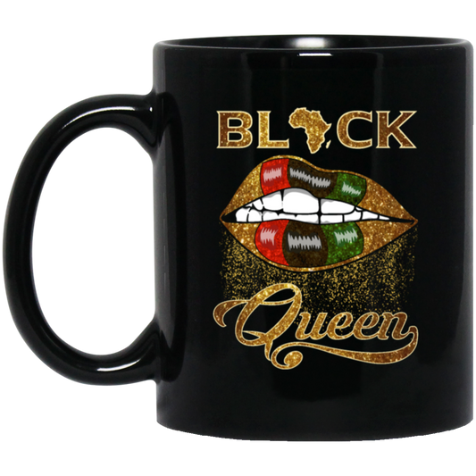 Love Black Gift Black Queen African Pan Flag Red Green Sexy Lips